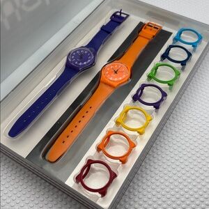 Swatch - 2 Gent Watches - Storage Box - 7 Guards